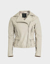 Alessandra Women's Leather Moto Jacket | Creme